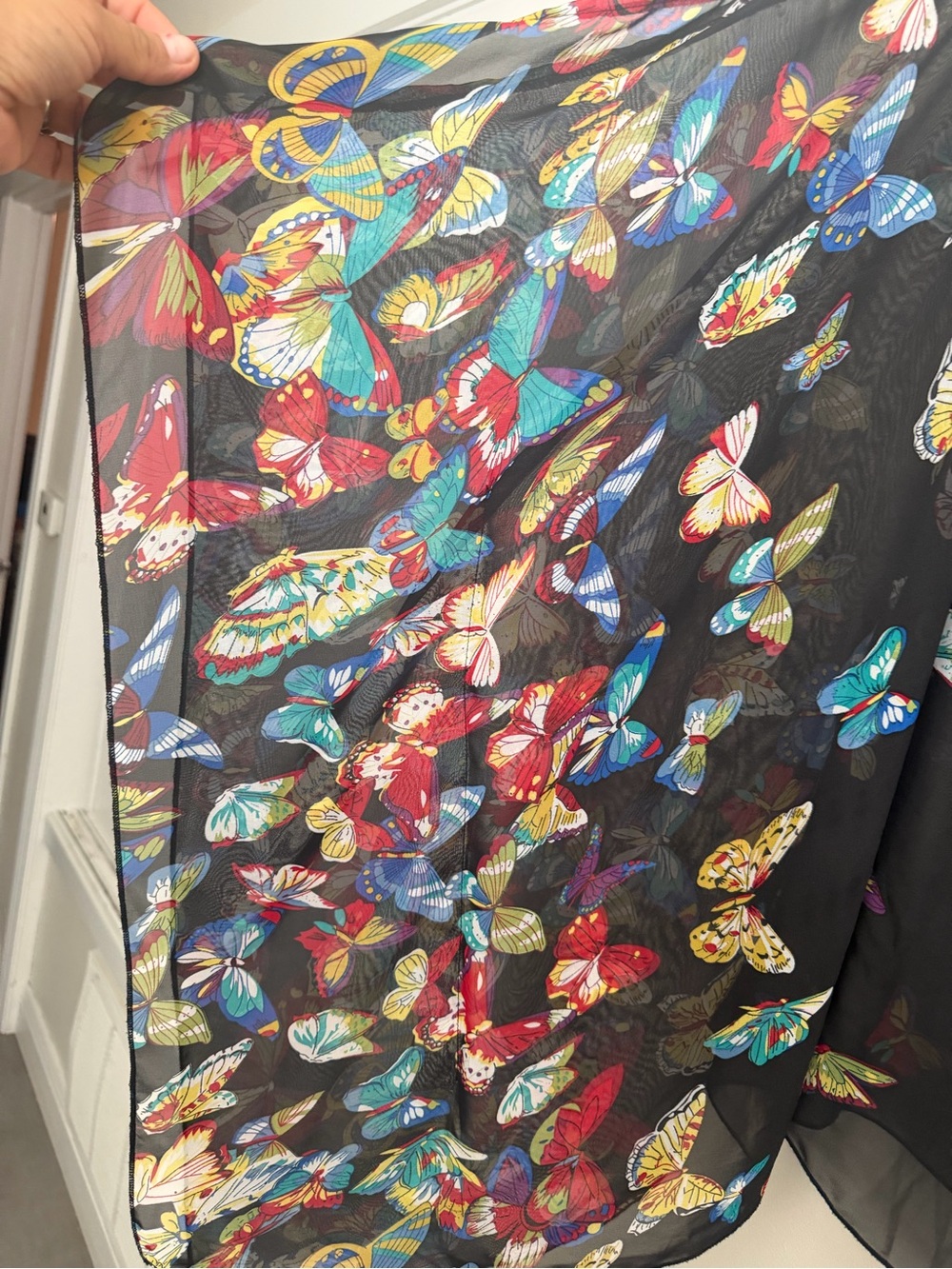 Black Sheer Butterfly-Print Tunic Top - Picture 3 of 3